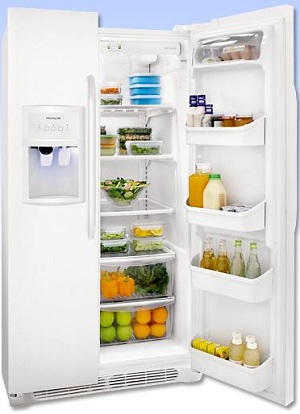 Frigidaire FFHS2622MW 26.0 cu. ft. Side by Side Refrigerator, SpillSafe Glass Shelves, Gallon Door Bins, Humidity-Controlled Crisper, External Ice/Water Dispenser