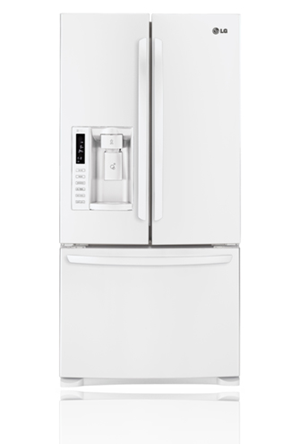 LG LFX25978SW 24.9 cu. ft. French Door Refrigerator with 4 Tempered Glass Shelves, 2 Humidity Crispers, Slim SpacePlus Ice System, Tall Ice/Water Dispensing System and Premium LED Interior Light: Smooth White