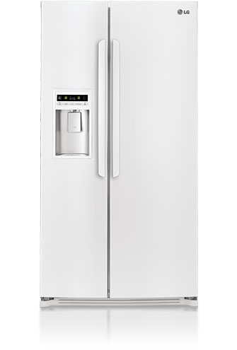 LG LSC27914SW 26.5 cu. ft. Side by Side Refrigerator, Glass Shelves, Tall Flush Mount External Ice & Water Dispenser, LED Display and Digital Controls, Smooth White