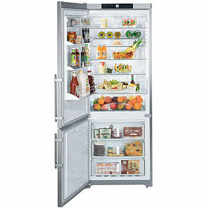 Liebherr CS1611 15.5 cu. ft. Freestanding Counter-Depth Bottom-Freezer Refrigerator with 4 Glass Shelves, 3 Freezer Drawers, Gallon Door Storage, LED Lighting and Digital Temperature Display, Left Hand Door Swing