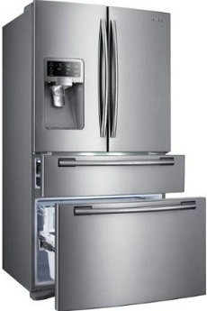 Samsung RF4287HARS 28 cu. ft. French Door Refrigerator, 5 Spill Proof Glass Shelves, Twin Cooling Plus System, Surround Air Flow, FlexZone Drawer, Counter Height Design, External Ice/Water Dispenser