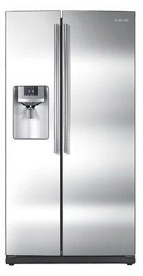 Samsung RS261MDRS 26 cu. ft. Side by Side Refrigerator, 4 Tempered Glass Spill Proof Shelves, Power Freeze/Cool Options, LED Lighting, Compact Icemaker, Door Alarm, External Ice/Water Dispenser