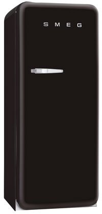 Smeg FAB28UNE 9.22 cu. ft. 50's Style Refrigerator with Antibacterial Interior, Ice Compartment and Adjustable Glass Shelves: Black
