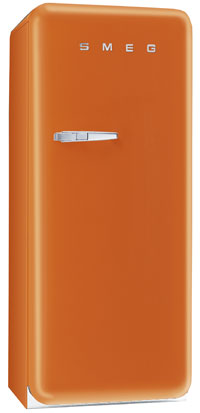Smeg FAB28UO 9.22 cu. ft. 50's Style Refrigerator, Antibacterial Interior, Ice Compartment, Adjustable Glass Shelves: Orange