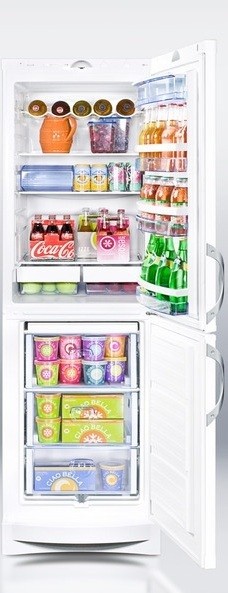 Summit Commercial CP171W 12.0 cu. ft. Counter-Depth Bottom-Freezer Refrigerator, Adjustable Glass Shelves, Manual Defrost, 2 Compressors, Wine Rack, For Commercial Use, White
