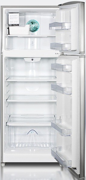 Summit FF1425SSIM 12.7 cu. ft. Counter-Depth Top-Freezer Refrigerator, Adjustable Glass Shelves, Door Storage, Recessed Handles
