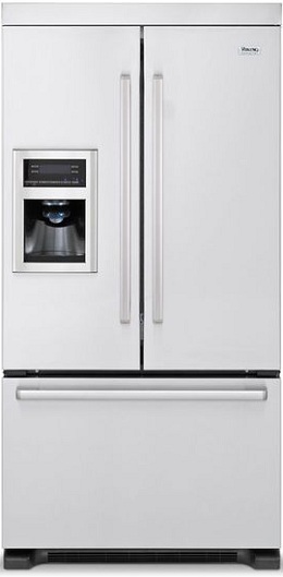 Viking Designer DDFF136DSS 19.8 cu. ft. Counter-Depth French Door Refrigerator, Slide-Out Spillproof Glass Shelves, Meat Savor/Produce Drawers, External Ice/Water Dispenser, LCD Display