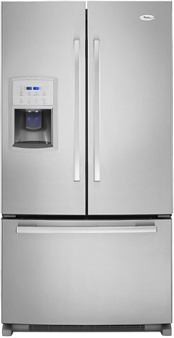 Whirlpool Gold GI0FSAXVY 19.8 cu. ft. French Door Refrigerator, Slide-Out SpillGuard Glass Shelves, Adjustable Door Bins, Adaptive Defrost, Accu-Chill, External Ice/Water Dispenser, Electronic Controls
